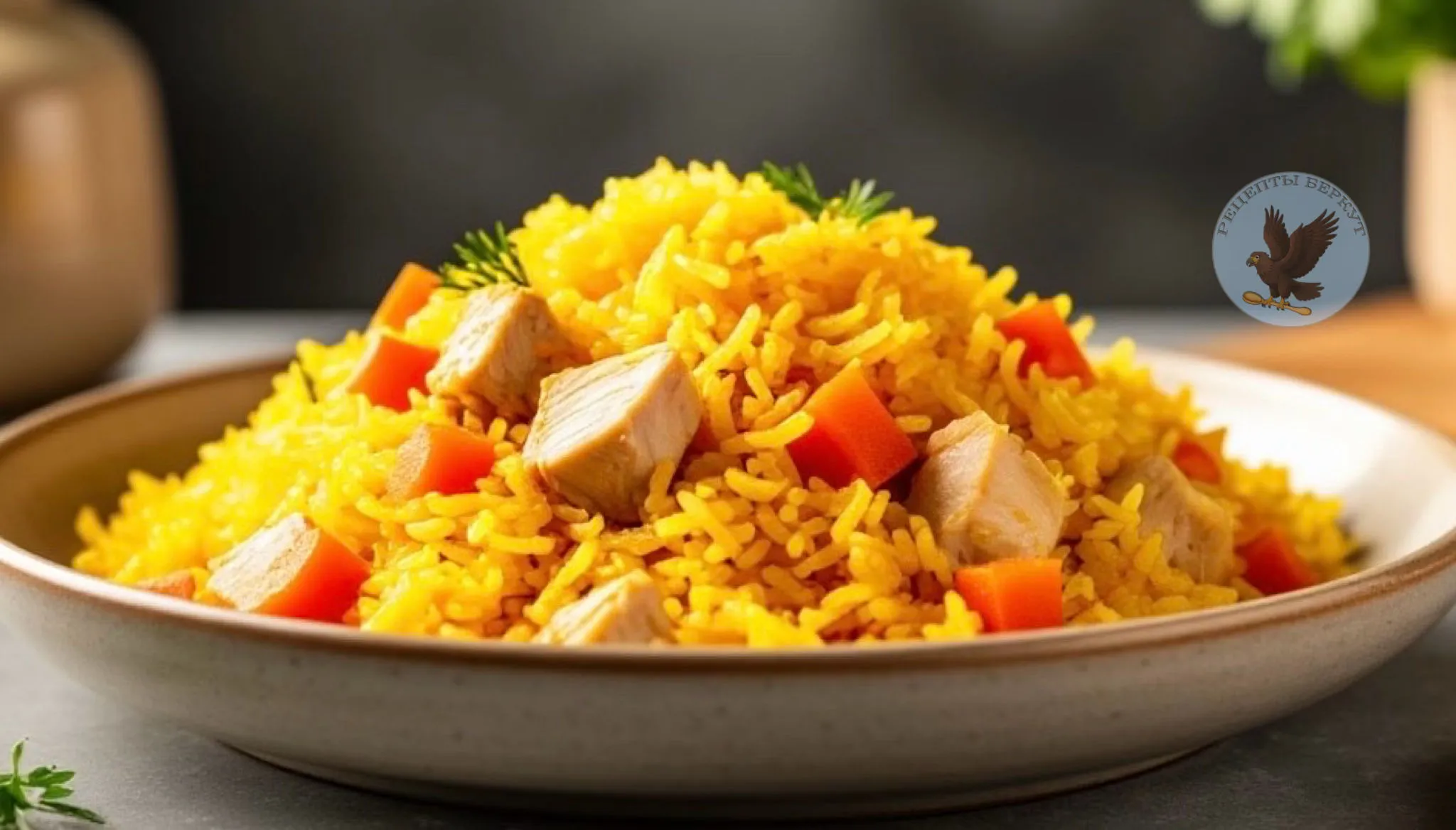 Ленивый плов с курицей и морковью на сковороде