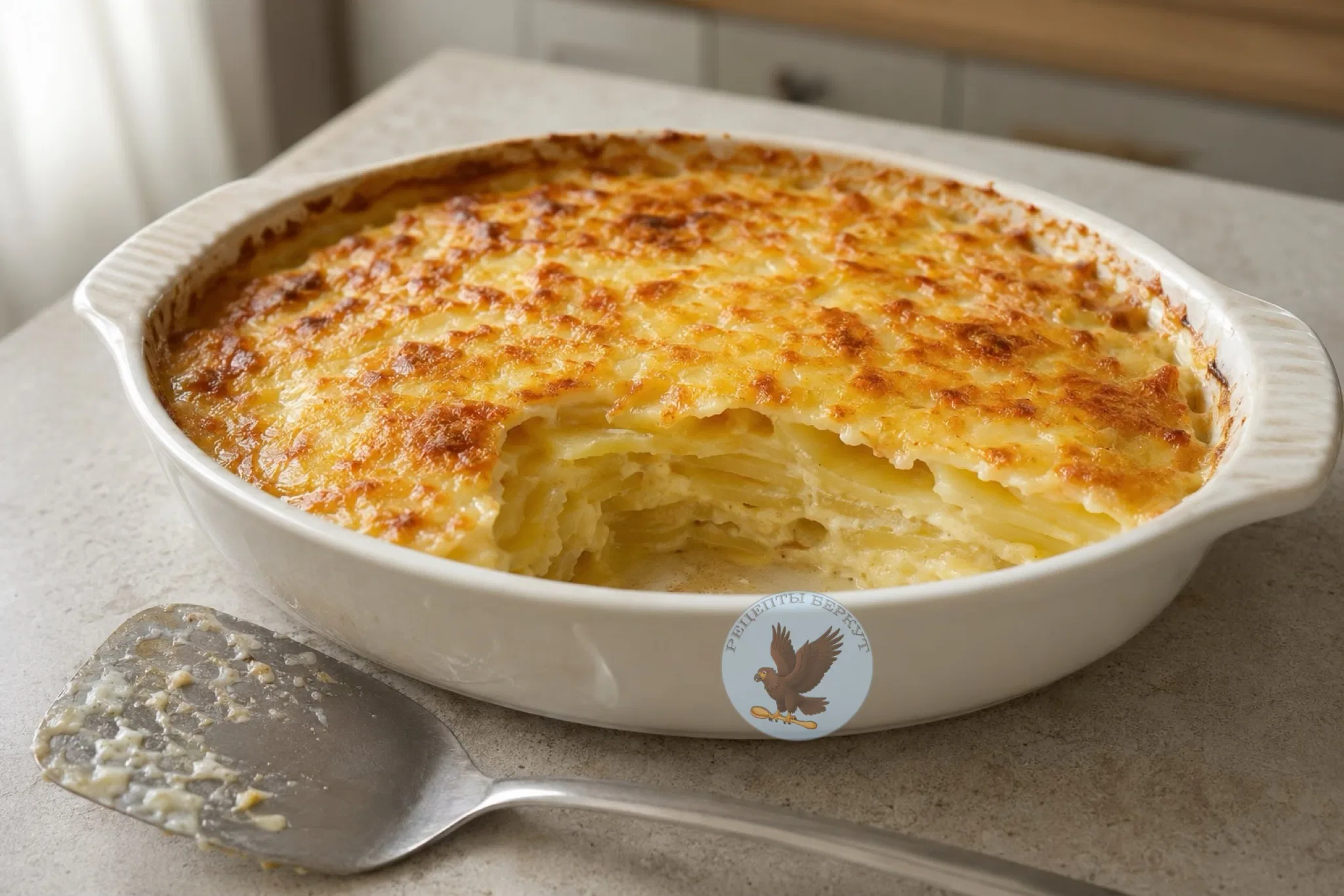 Картофельный гратен с сыром и сливками в духовке