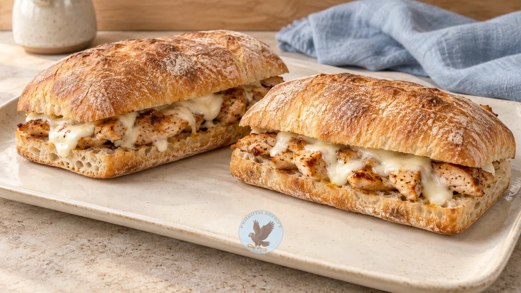 Горячая чиабатта с курицей и моцареллой