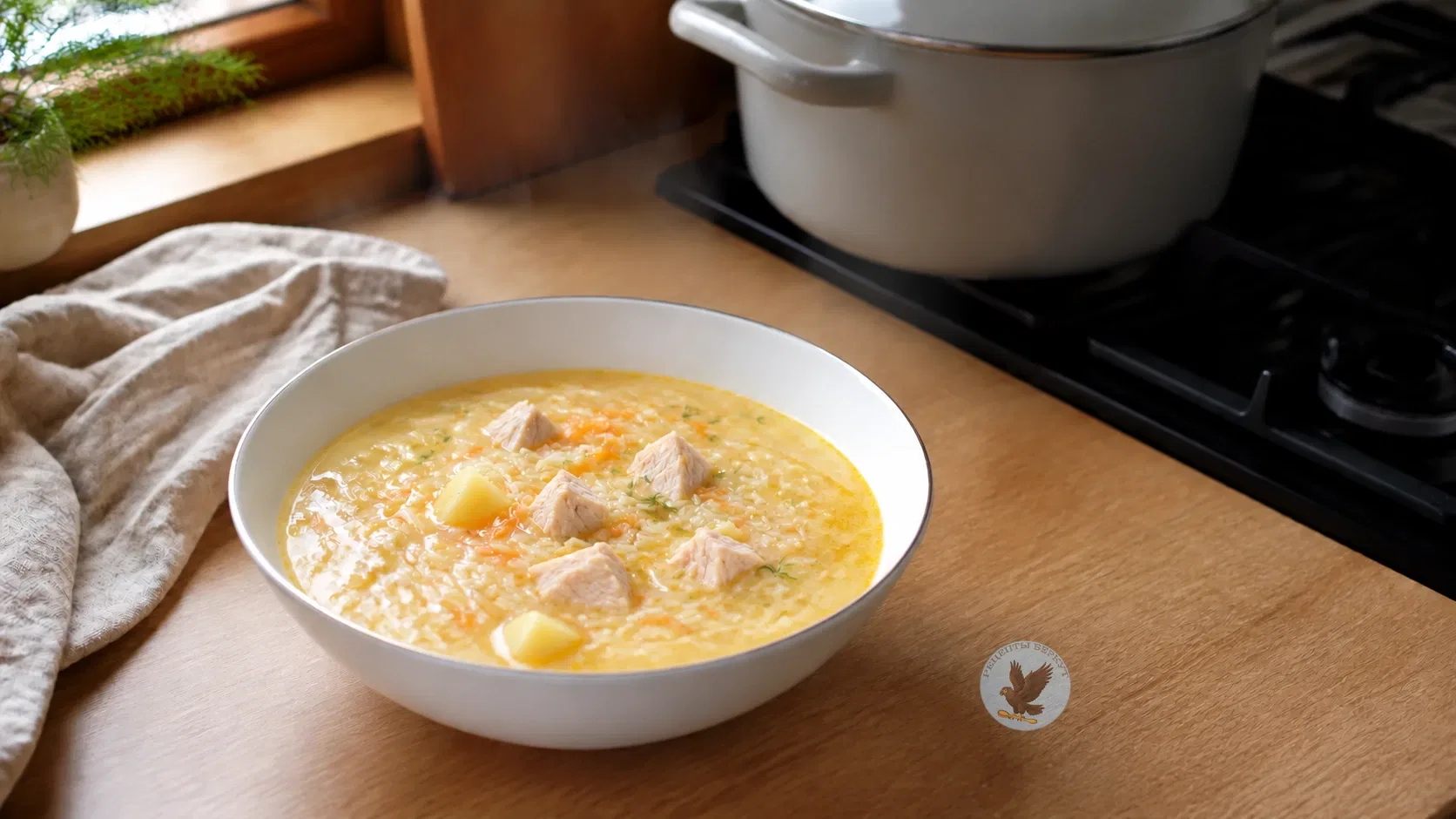 Суп с плавленым сыром, курицей и вермишелью